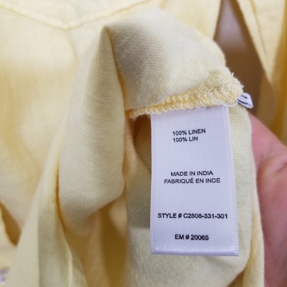 Cloth & Stone Anthropologie 100% Linen Long Sleeve Button Down Shirts Yellow S - Picture 4 of 4